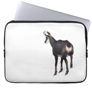 Minimalistic Alpine Chamois mountain goat on snow Laptop Sleeve