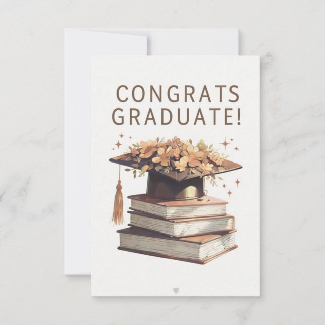 Minimalistic Anime Style Graduation Greeting Card  (Front)