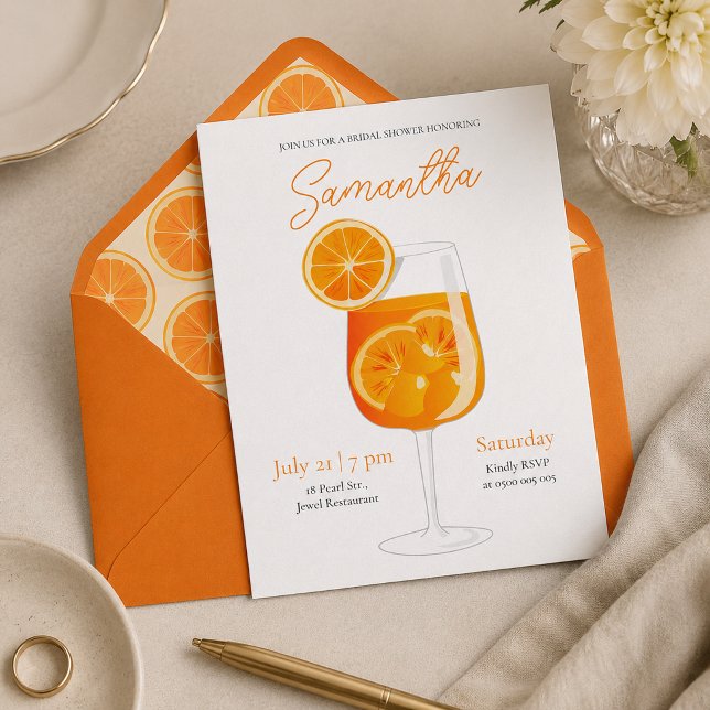 Minimalistic Aperol Spritz Bridal Shower Invitation (Creator Uploaded)