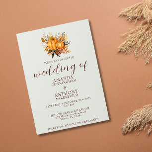 Minimalistic Autumn Wedding Pumpkin Invitation