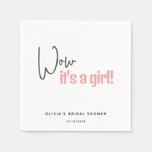 Minimalistic Baby Shower Pink It's A Girl Napkin