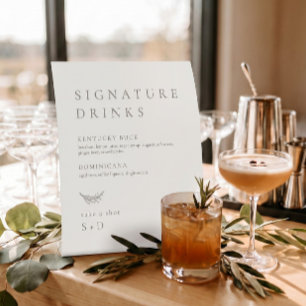 Minimalistic Beige Signature Drinks Wedding Sign