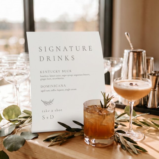 Minimalistic Beige Signature Drinks Wedding Sign (Creator Uploaded)