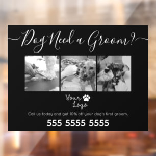 Minimalistic Black and White Dog Grooming Add Logo