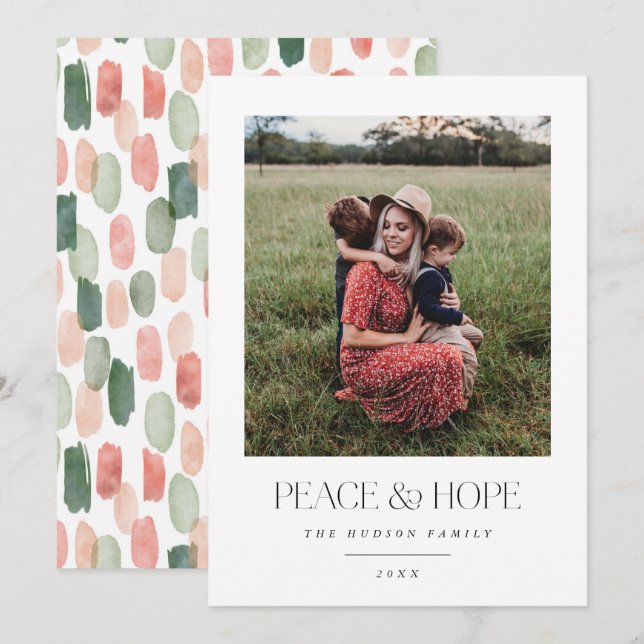 Minimalistic Black and White Modern Photo Holiday Card (Front/Back)