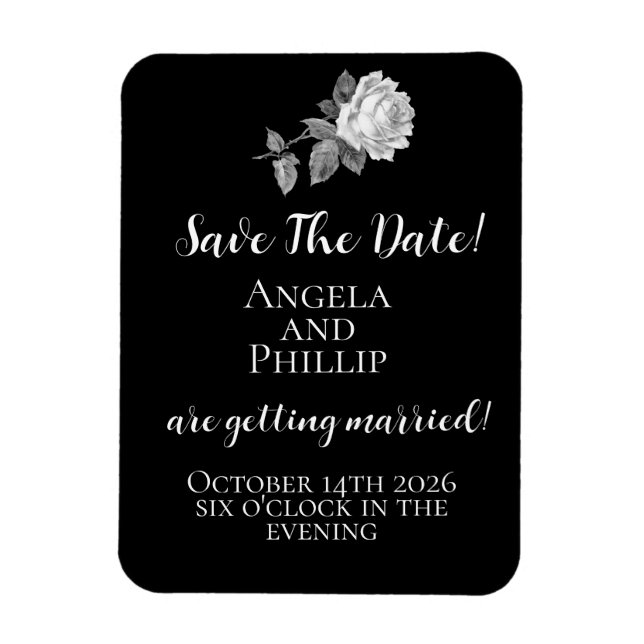 Minimalistic Black and White Save the Date Magnet (Vertical)