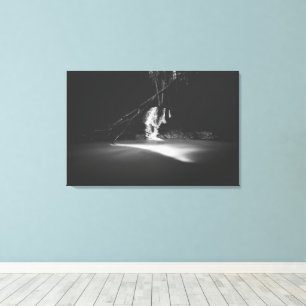 Minimalistic black and white waterfall canvas print