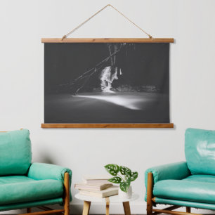 Minimalistic black and white waterfall hanging tapestry