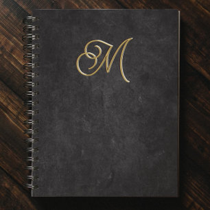 Minimalistic Black & Gold Vintage Luxury Monogram Notebook