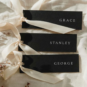 Minimalistic Black Wedding Name Tag Place Cards