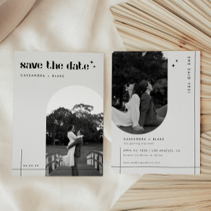 Minimalistic Black & White 2 Photo Arch Wedding Save The Date