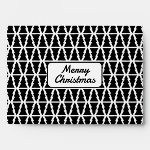 Minimalistic Black & White Christmas Tree Pattern Envelope