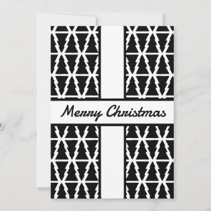 Minimalistic Black & White Christmas Tree Pattern Holiday Card
