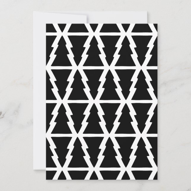 Minimalistic Black & White Christmas Tree Pattern Holiday Card (Front)