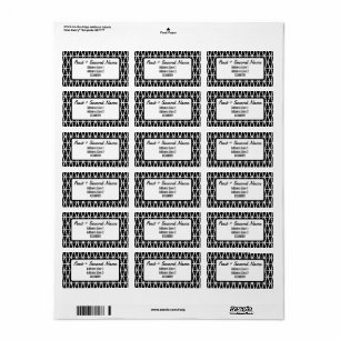 Minimalistic Black & White Christmas Tree Pattern Label