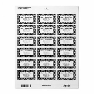 Minimalistic Black & White Christmas Tree Pattern Label
