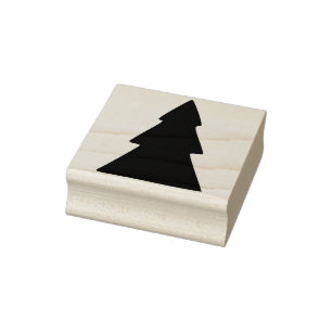 Minimalistic Black & White Christmas Tree Pattern Rubber Stamp