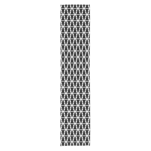 Minimalistic Black & White Christmas Tree Pattern Short Table Runner (Front)