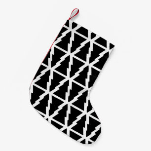 Minimalistic Black & White Christmas Tree Pattern Small Christmas Stocking
