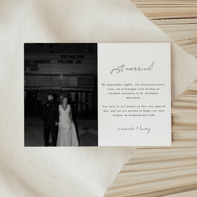 Minimalistic Black & White Photo Wedding Elopement Announcement (Creator Uploaded)