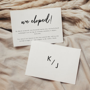 Minimalistic Black White Script Wedding Elopement Announcement