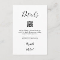 Minimalistic Black & White Wedding Details QR Code