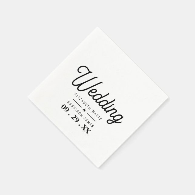 Minimalistic - Black & White - Wedding Napkin (Corner)