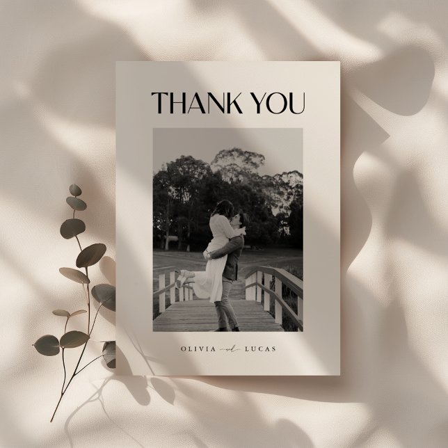 Minimalistic Black & White Wedding Photo Thank You Card (Creator Uploaded)