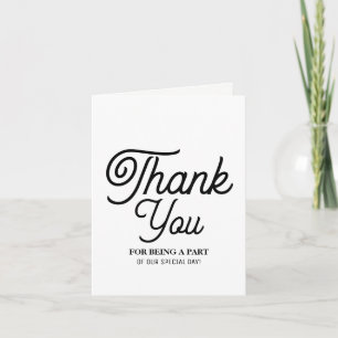 Minimalistic - Black & White - Wedding Thank You Card
