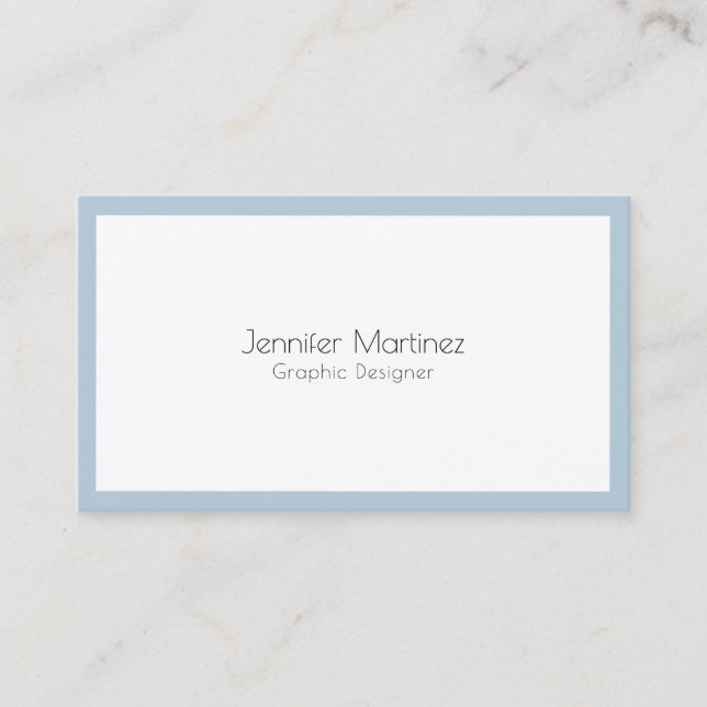 Minimalistic blue border white background business card (Front)