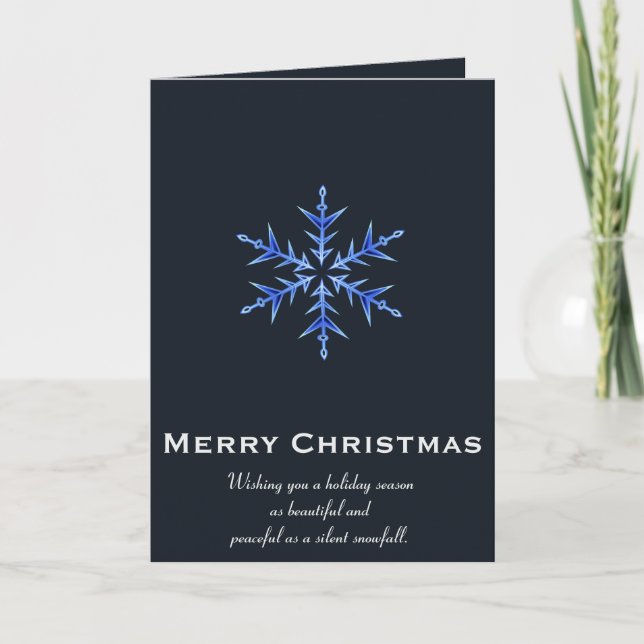 Minimalistic BLue Snowflake Hand Drawn Art Card (Front)