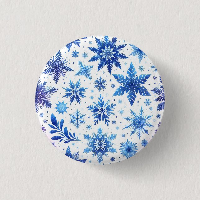 Minimalistic blue Snowflake magnet  3 Cm Round Badge (Front)