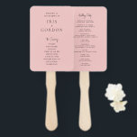 Minimalistic Blush Rose Custom Wedding Program Hand Fan<br><div class="desc">A simple rose set of wedding program fans can be personalised with the names of the bride and groom,  as well as information about the ceremony and wedding party.</div>