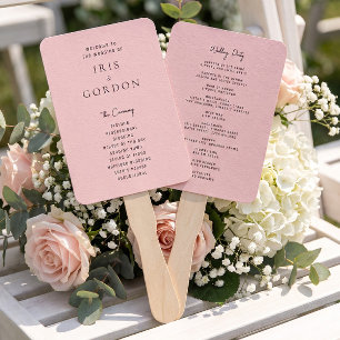 Minimalistic Blush Rose Custom Wedding Program Hand Fan
