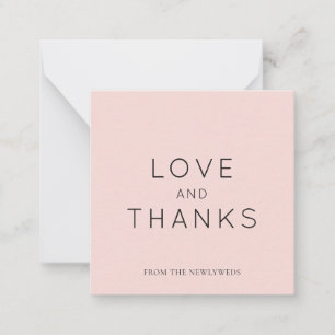 Minimalistic Blush Rose Wedding Thank You Square Card