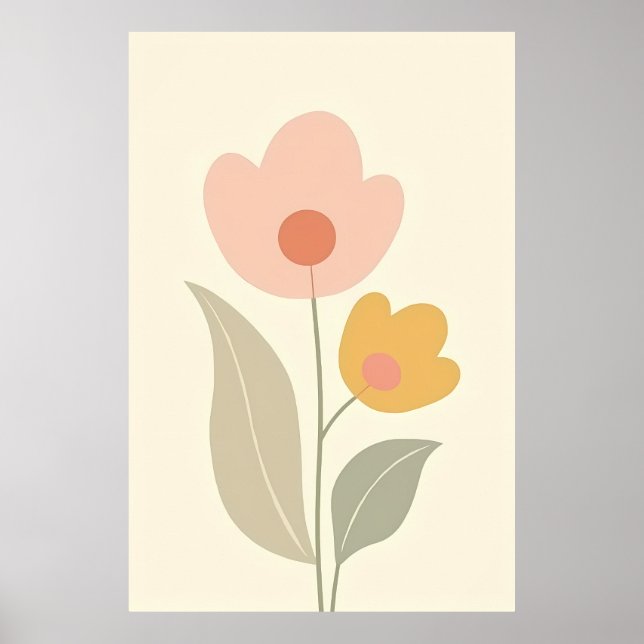 Minimalistic Boho Abstract Floral Art Poster (Front)