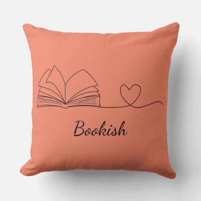 Minimalistic Book Lover Line Art Cushion (Front)