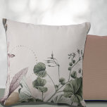 Minimalistic Botanical Print Cushion<br><div class="desc">Elevate your home decor with this stunning throw pillow featuring a stylish and minimalistic botanical print. The design showcases a frame of Alexanders Black Lovage leaves and amaryllis with faint gold design elements on a light grey background. This pillow is perfect for adding a touch of natural elegance to any...</div>