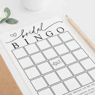 Minimalistic Bridal Shower Bingo Game Card