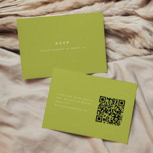 Minimalistic Bright Green Wedding RSVP QR Code Card