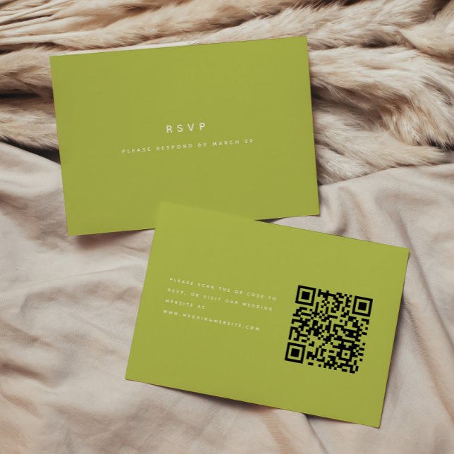 Minimalistic Bright Green Wedding RSVP QR Code Card (Creator Uploaded)