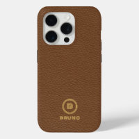 Minimalistic Brown Leather Text Custom Monogram