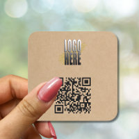 Minimalistic Brown QR Code With Business Logo