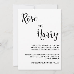 Minimalistic casual wedding invitation