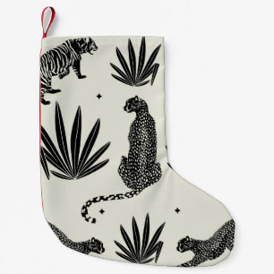 Minimalistic Cheetah Illustration Vintage Small Christmas Stocking