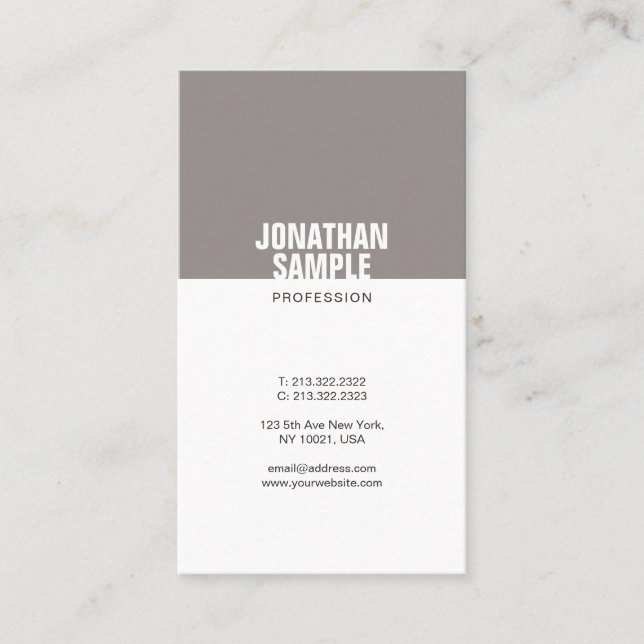 Minimalistic Chic Design Brown White Trendy Plain Business Card (Front)