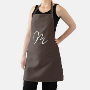 Minimalistic Chocolate Deep Brown Monogram Apron