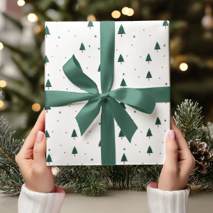 Minimalistic Christmas Green Tree  Wrapping Paper