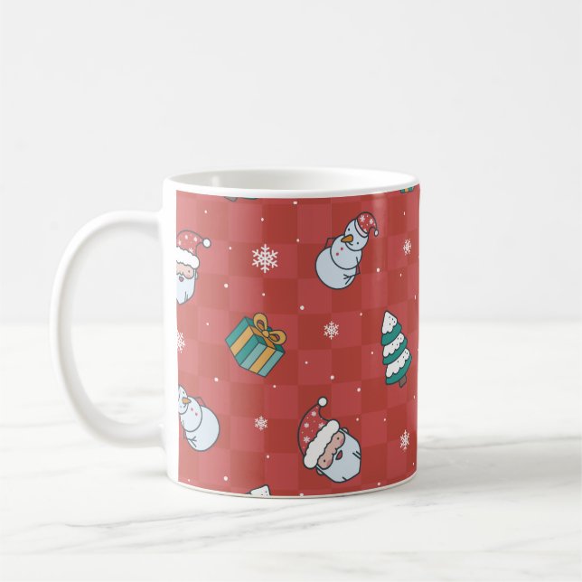 Minimalistic christmas red pattern coffee mug (Left)