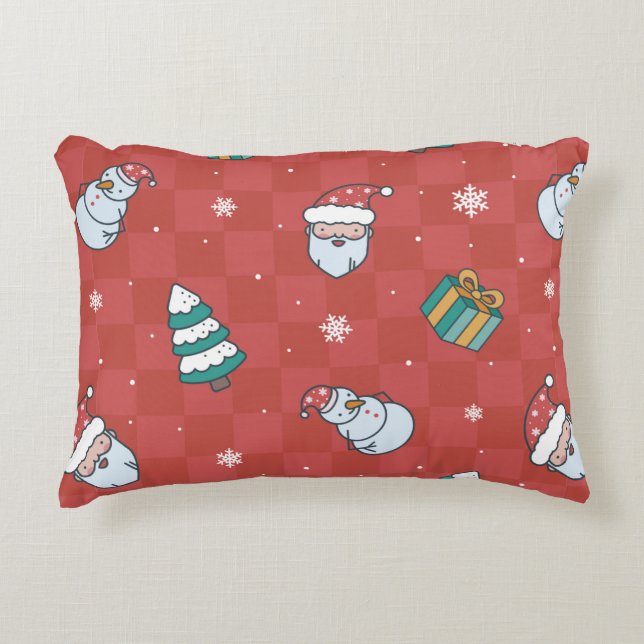 Minimalistic christmas red pattern decorative cushion (Front)